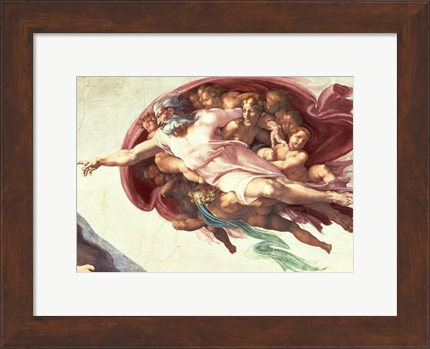 Framed Sistine Chapel Ceiling: The Creation of Adam, detail of God the Father, 1508-12 Print