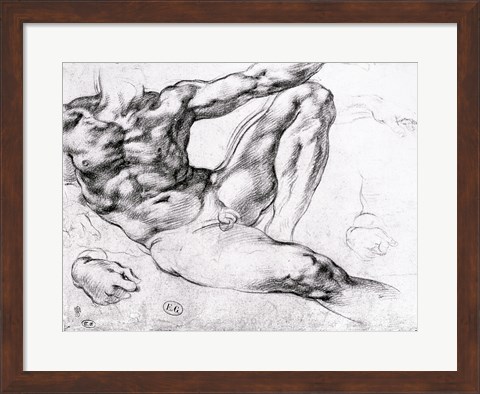 Framed Study for the Creation of Adam Print