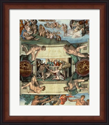 Framed Sistine Chapel Ceiling (1508-12): The Sacrifice of Noah, 1508-10 Print