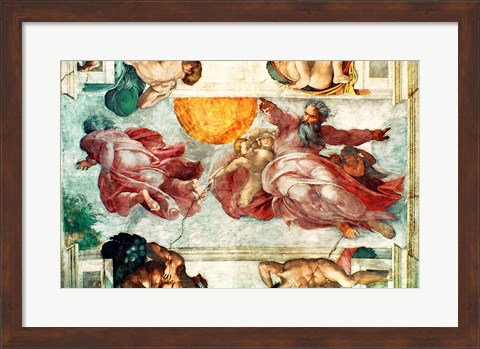 Framed Sistine Chapel Ceiling: Creation of the Sun and Moon, 1508-12 Print