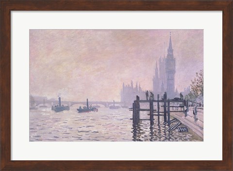 Framed Thames below Westminster, 1871 Print