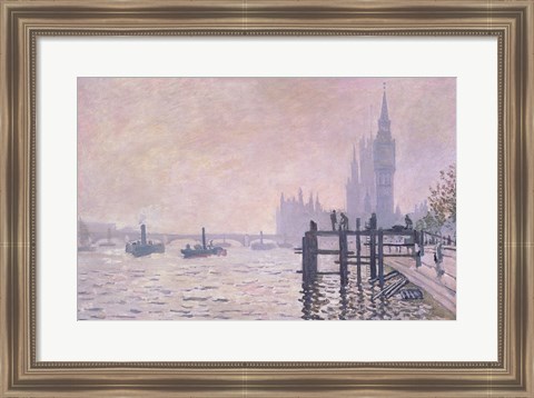 Framed Thames below Westminster, 1871 Print