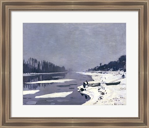 Framed Ice on the Seine at Bougival, c.1864-69 Print