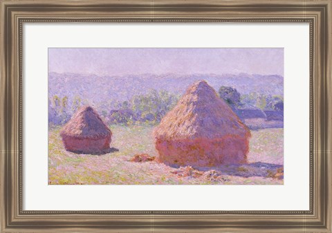 Framed Haystacks, or The End of the Summer, at Giverny, 1891 Print