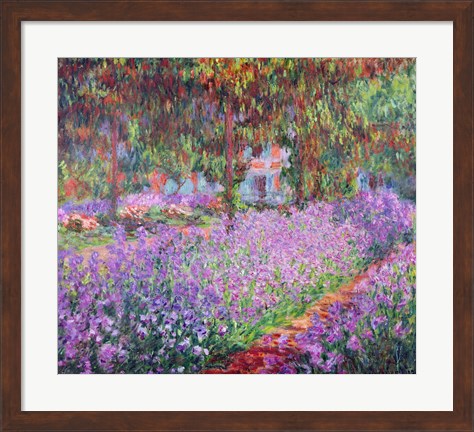 Framed Artist&#39;s Garden at Giverny, 1900 Print