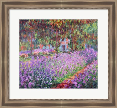 Framed Artist&#39;s Garden at Giverny, 1900 Print