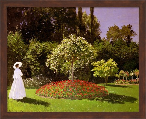 Framed Jeanne Marie Lecadre in the Garden, 1866 Print