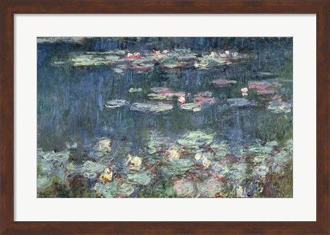 Framed Waterlilies: Green Reflections, 1914-18 (detail) Print