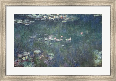 Framed Waterlilies: Green Reflections, 1914-18 Print