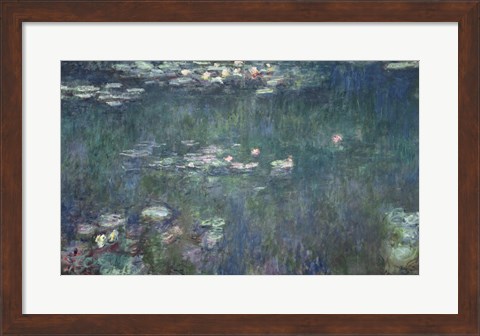 Framed Waterlilies: Green Reflections, 1914-18 Print