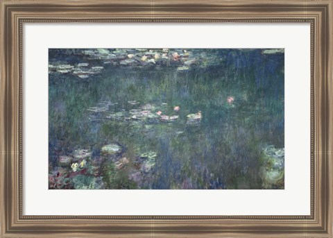 Framed Waterlilies: Green Reflections, 1914-18 Print