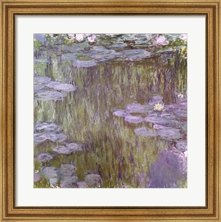 Framed Nympheas at Giverny, 1918 Print