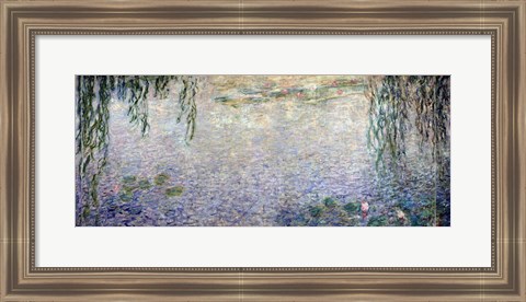 Framed Waterlilies: Morning with Weeping Willows, detail of the central section, 1915-26 Print