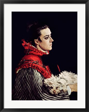 Framed Camille Monet (1847-79) in a Red Cape, 1866 Print