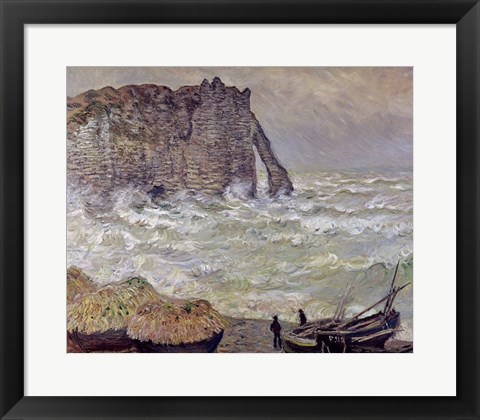 Framed Rough Sea at Etretat, 1883 Print