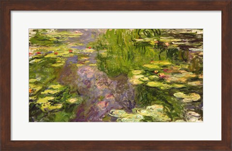 Framed Waterlilies (green horizontal) Print