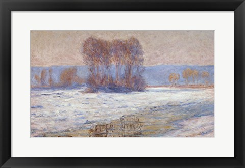 Framed Seine at Bennecourt, Winter Print