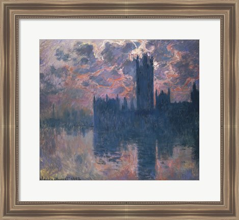Framed Houses of Parliament, Sunset, 1902 Print