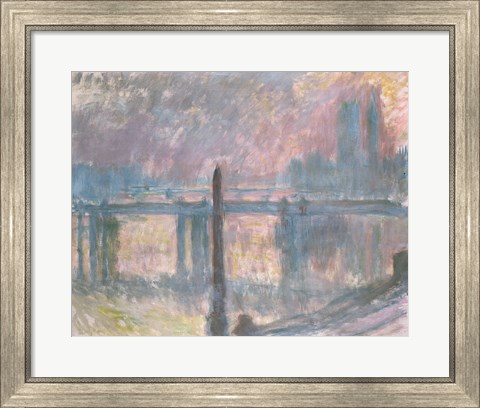 Framed Cleopatra&#39;s Needle and Charing Cross Bridge, 1899 Print