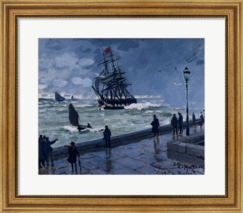 Framed Jetty at Le Havre, Bad Weather, 1870 Print