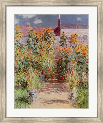 Framed Garden at Vetheuil, 1881 Print