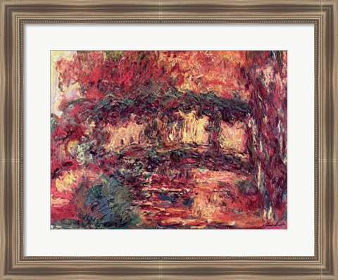 Framed Waterlilies: The Japanese Bridge, or Japanese Bridge at Giverny, c.1923 Print