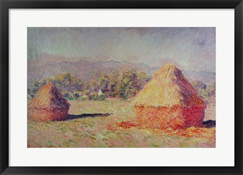 Framed Two Haystacks, 1891 Print