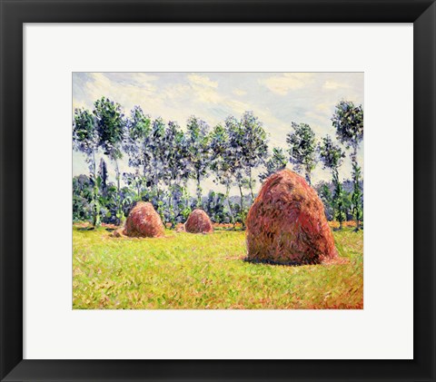 Framed Haystacks at Giverny, 1884 Print