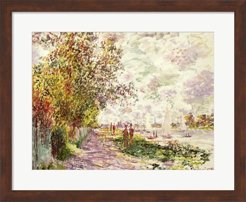 Framed Riverbank at Gennevilliers, c.1875 Print