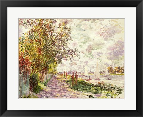 Framed Riverbank at Gennevilliers, c.1875 Print