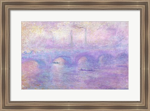 Framed Waterloo Bridge in Fog, 1899-1901 Print