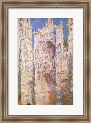 Framed Rouen Cathedral, West Facade, Sunlight, 1894 Print