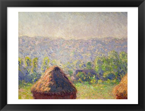 Framed Haystacks or, The End of the Summer, at Giverny, 1891 Print