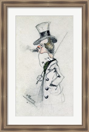 Framed Dandy with a Cigar, 1857 Print