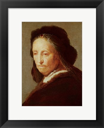 Framed Portrait of an old Woman, c.1600-1700 Print