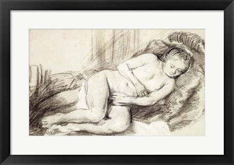 Framed Reclining Female Nude Print