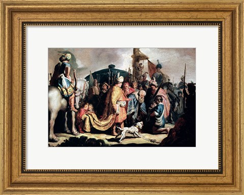 Framed David Offering the Head of Goliath to King Saul Print