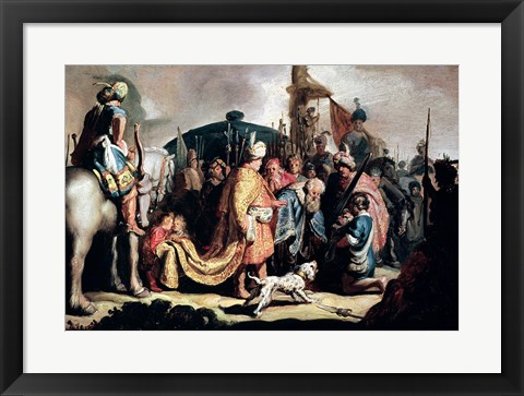 Framed David Offering the Head of Goliath to King Saul Print