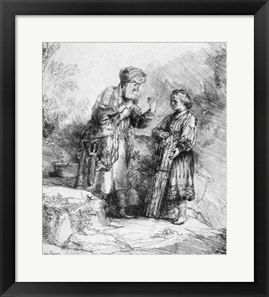 Framed Abraham and Isaac, 1645 Print