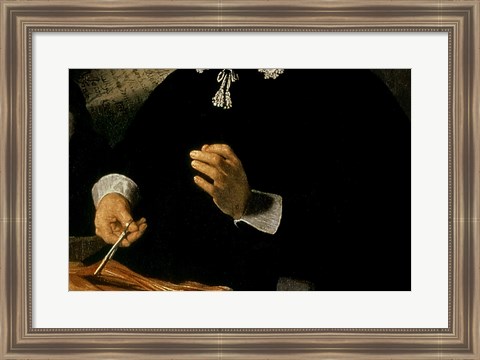 Framed Anatomy Lesson of Dr. Nicolaes Tulp, 1632 (hands detail) Print