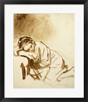 Framed Young Woman Sleeping Print