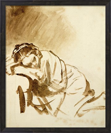 Framed Young Woman Sleeping Print