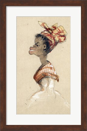 Framed Black Woman Wearing a Headscarf, 1857 Print