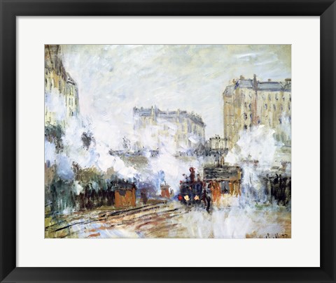 Framed Exterior of the Gare Saint-Lazare, Arrival of a Train Print