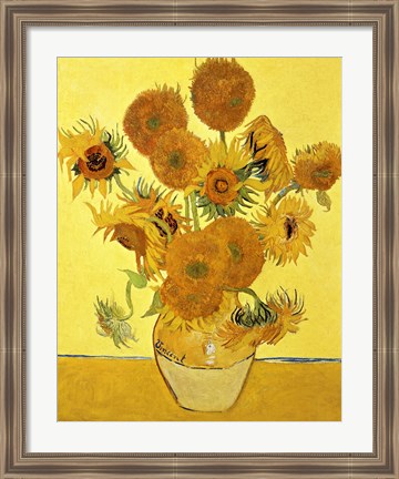Framed Sunflowers, 1888 yellow Print