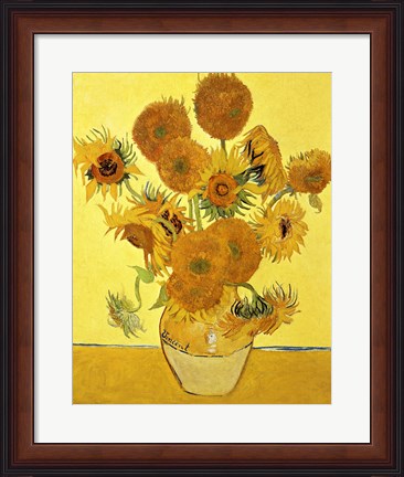 Framed Sunflowers, 1888 yellow Print