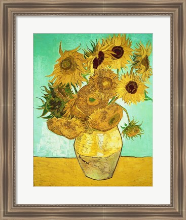 Framed Sunflowers, 1888 Print