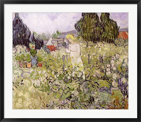 Framed Mademoiselle Gachet in her garden at Auvers-sur-Oise Print