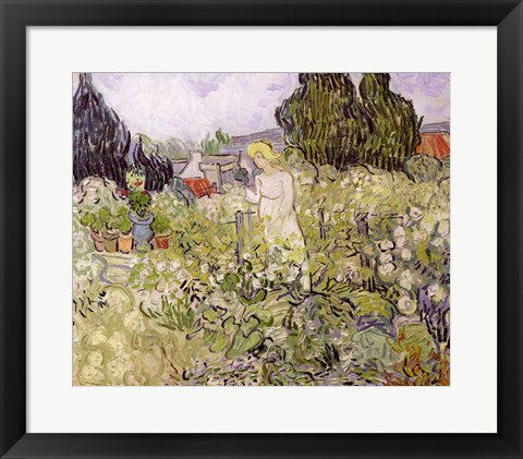 Framed Mademoiselle Gachet in her garden at Auvers-sur-Oise Print