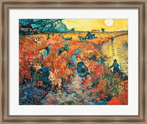 Framed Red Vineyards at Arles, 1888 Print